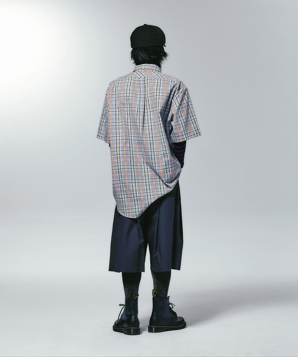 niceghostclub angel check big big half shirt [blue]