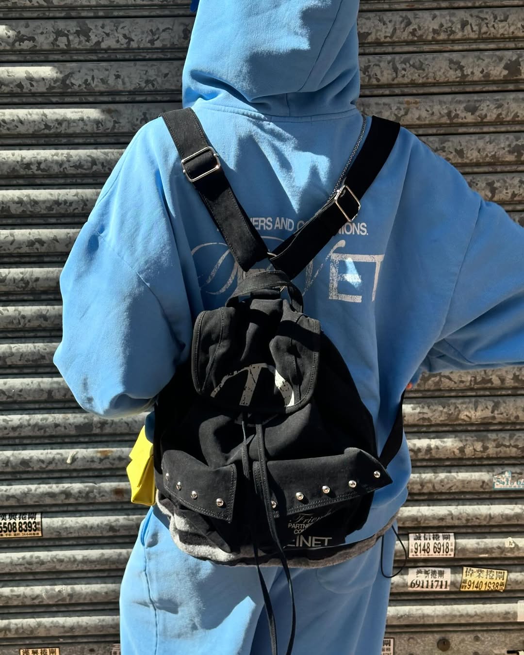 DEINET D & FRIENDS STUD POCKET BACKPACK IN BLACK