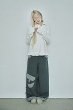 hugyourskin Flower button pola top (White)