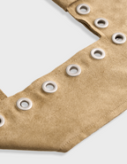 Polysooem EYELET SUEDE SHOULDER BAG / YELLOWISH