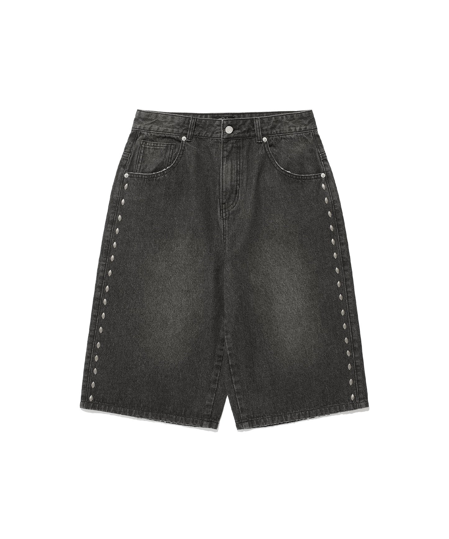 niceghostclub STUD DENIM BERMUDA SHORTS [BLACK]