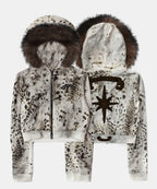 Cosmo 11 Detachable Fur Hooded Zip-Up - Oil Leopard