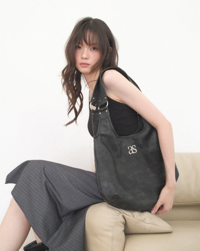 ason RICKY SHOULDER BAG / CRACK BLACK