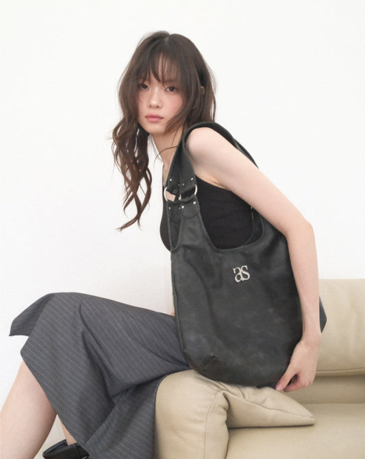 ason RICKY SHOULDER BAG / CRACK BLACK