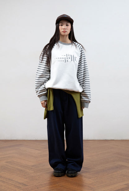 STRIPE 3STAR RAGLAN SWEATSHIRTS [WHITE]