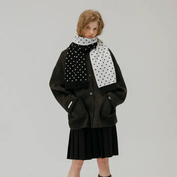 NEWYORKWORKS EMBROIDERY DOT DOUBLE SIDED MUFFLER_BLACK