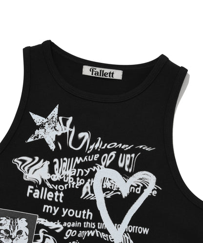 Fallett Youth Letter Sleeveless - white/black