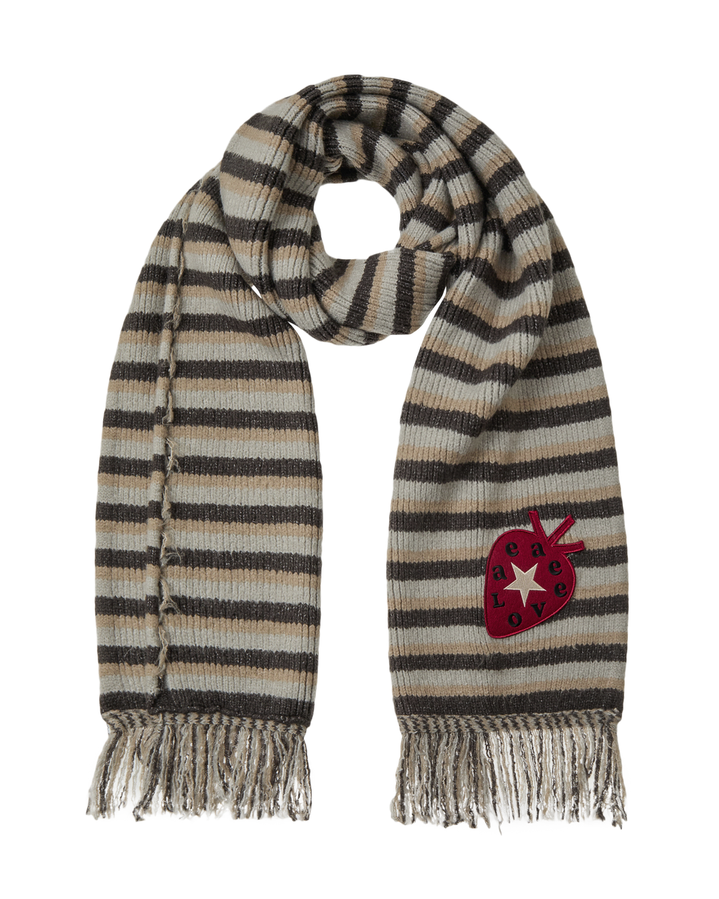 aeae STRIPE TASSEL MUFFLER [BROWN]