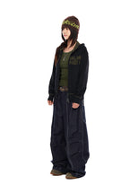 AAKAM Knee Pin-Tuck Paisley Denim Pants (Black)