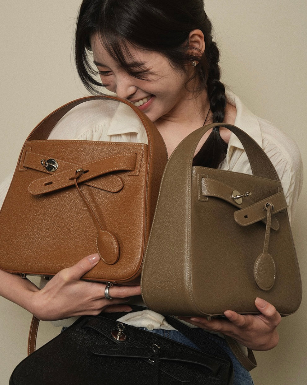 [100%牛皮] THE OFTN TILT ETAUPE M GOLD/SILVET