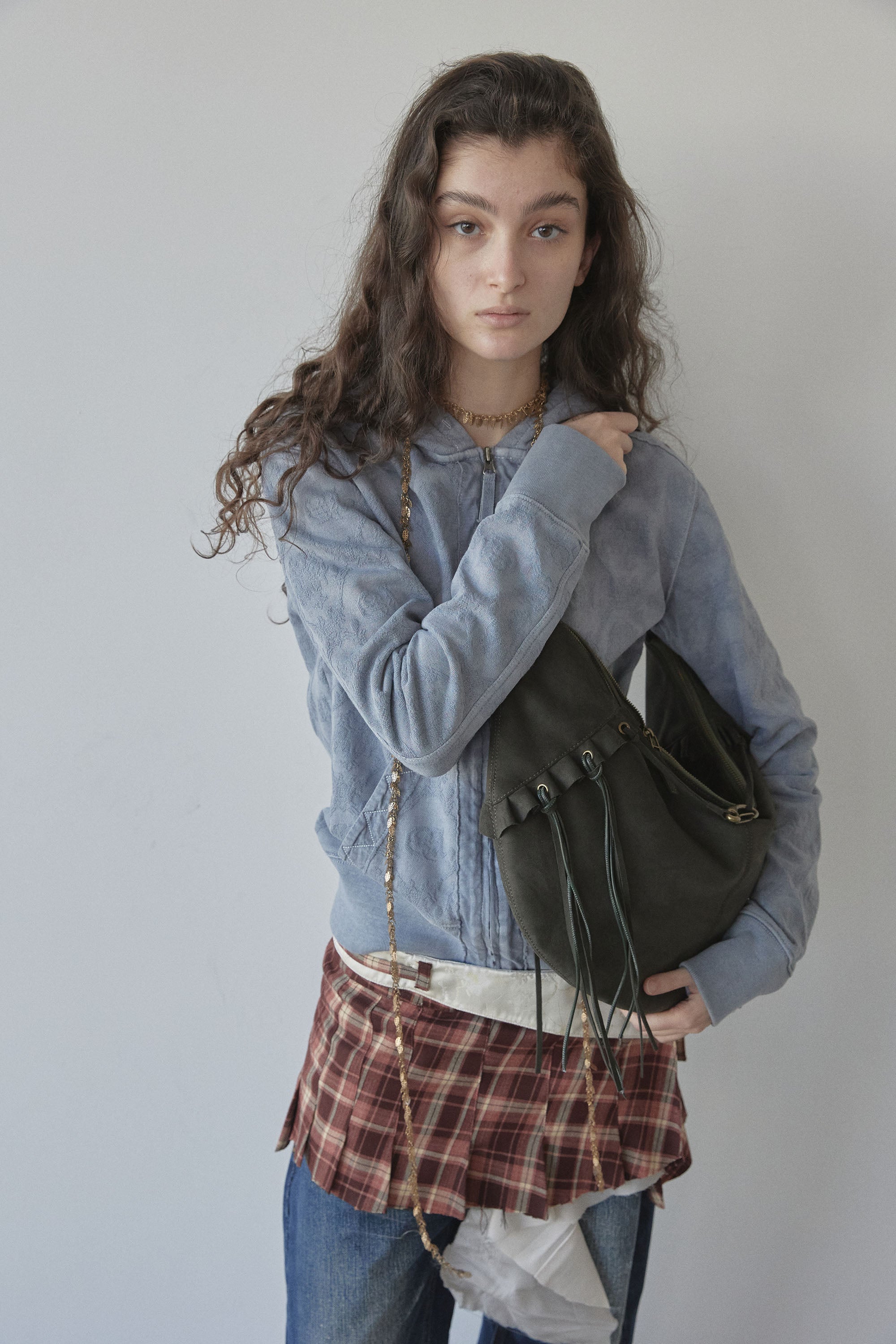 Sculptor Faux Suede String Hobo Bag Deep Green