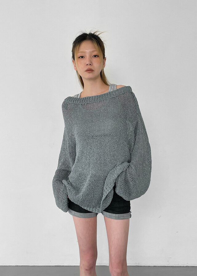 Summer Boat Neck Overfit Knit / 2colors
