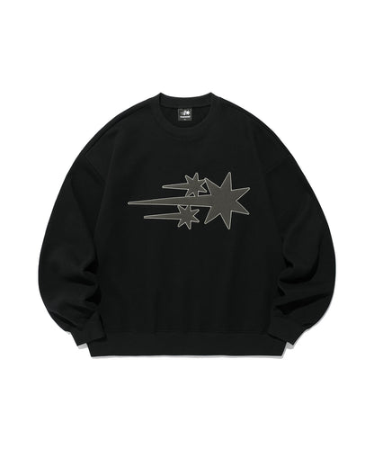 niceghostclub 3STAR LOGO APPLIQUE SWEATSHIRTS [BLACK]