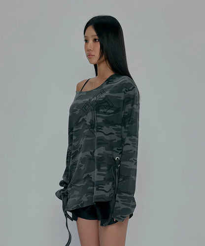 GILA ARCHIVE ONE SHOULDER GRAPHIC LONG SLEEVE_CAMO