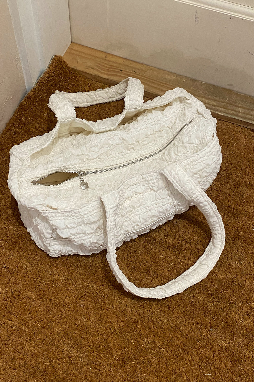 NANACREW MINI DUFFLE BAG - IVORY RUFFLE