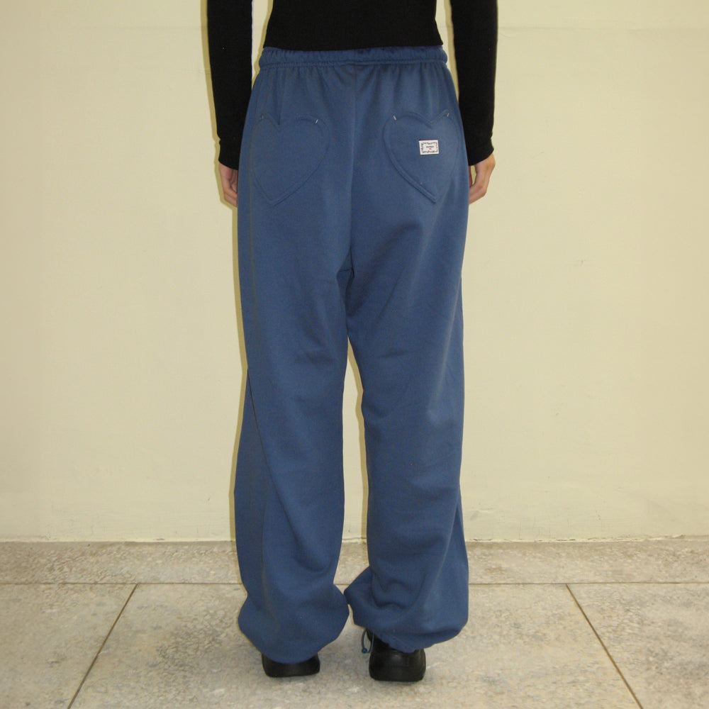 RONRON BACK HEART STITCH POCKET SWEAT JOGGER PANTS / DUSTY BLUE