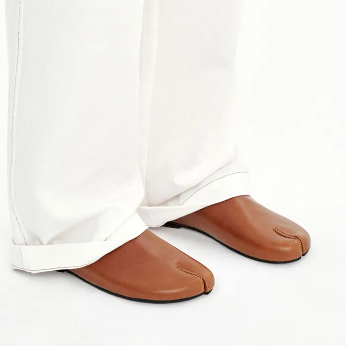PAES Round Low Flat Mule - Brown