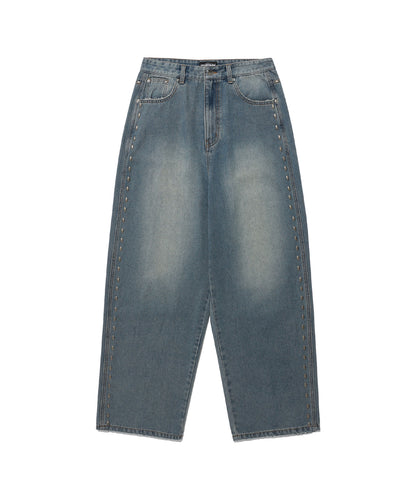 niceghostclub STUD DENIM BERMUDA PANTS [BLUE]