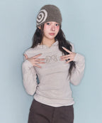 SIDE RIBBON SWIRLY BEANIE BROWN