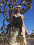 [asif calie] CHIFFON RUFFLE SLEEVELESS BLOUSE BLACK