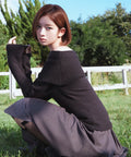 [Miseki SEOUL] Button Off Shoulder Knit - 2 Colors