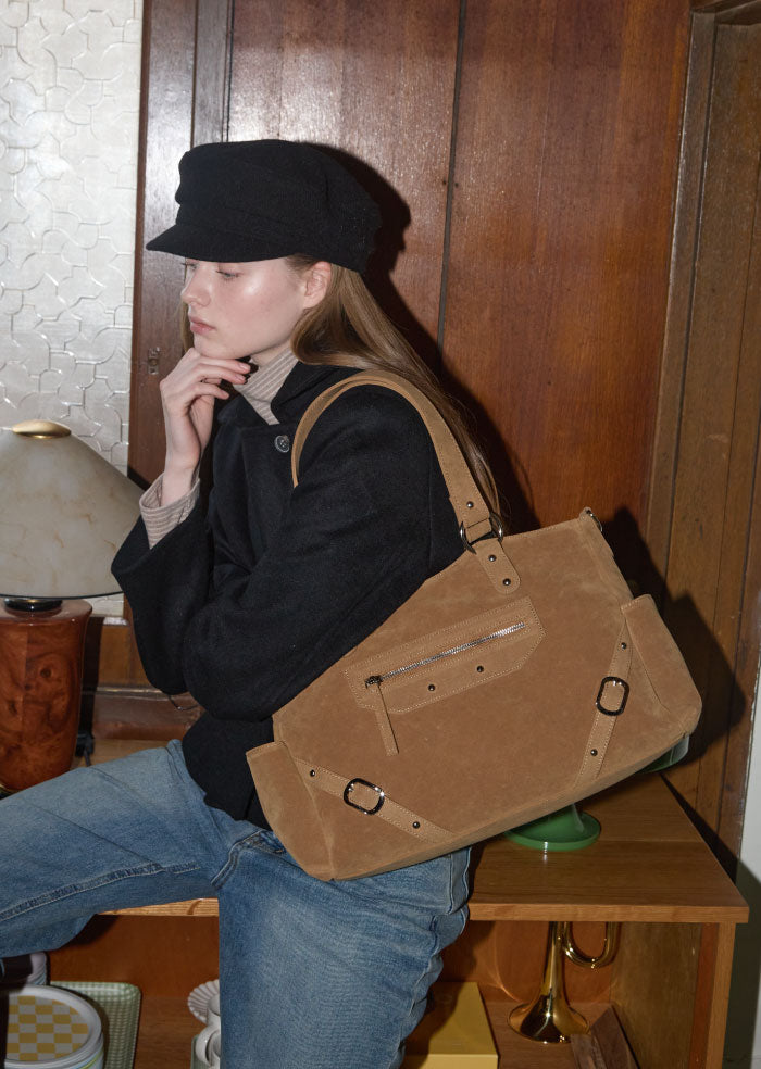 ANC STUD RING BAG_SUEDE CAMEL