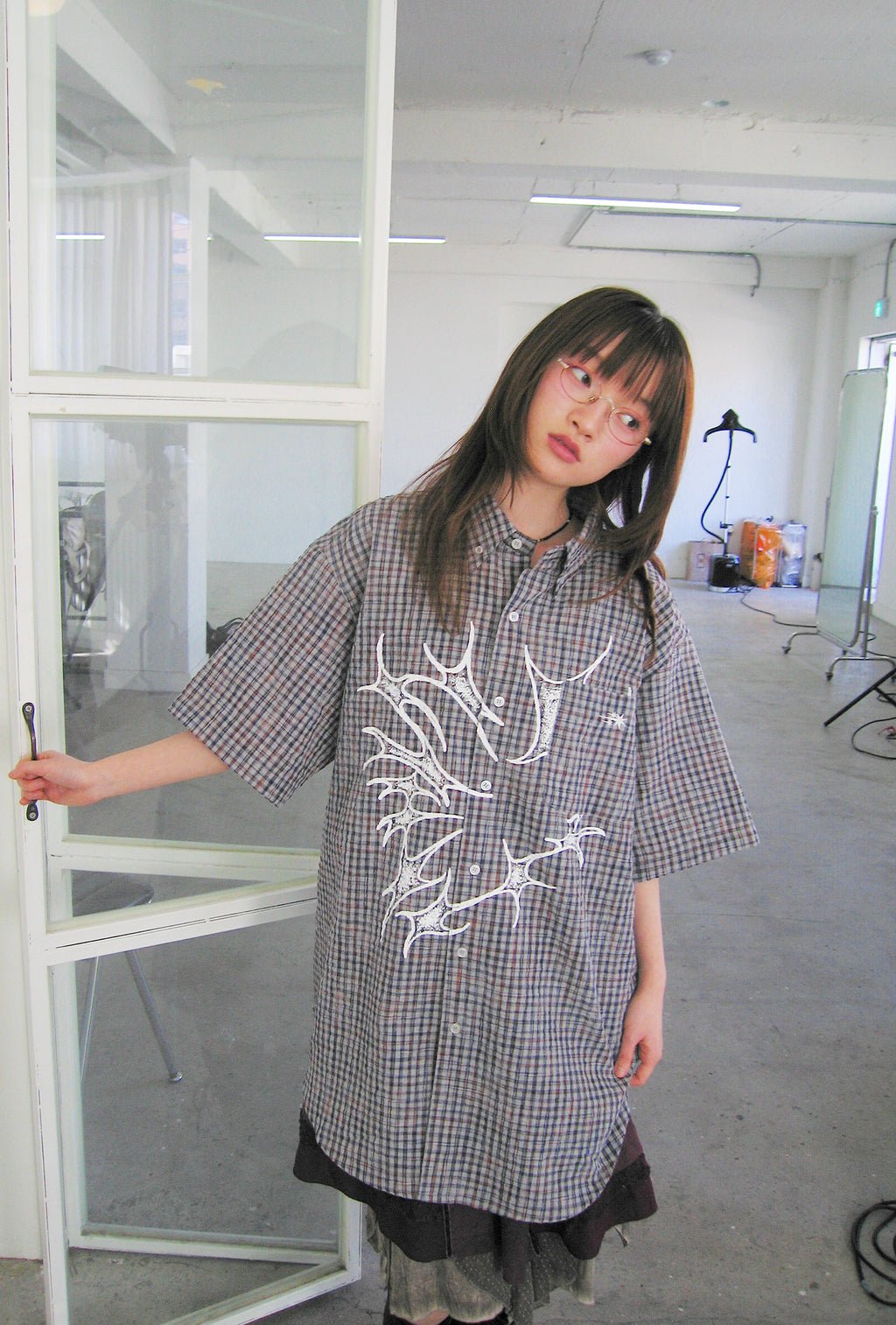 niceghostclub tornado star check big big half shirt [2colors]
