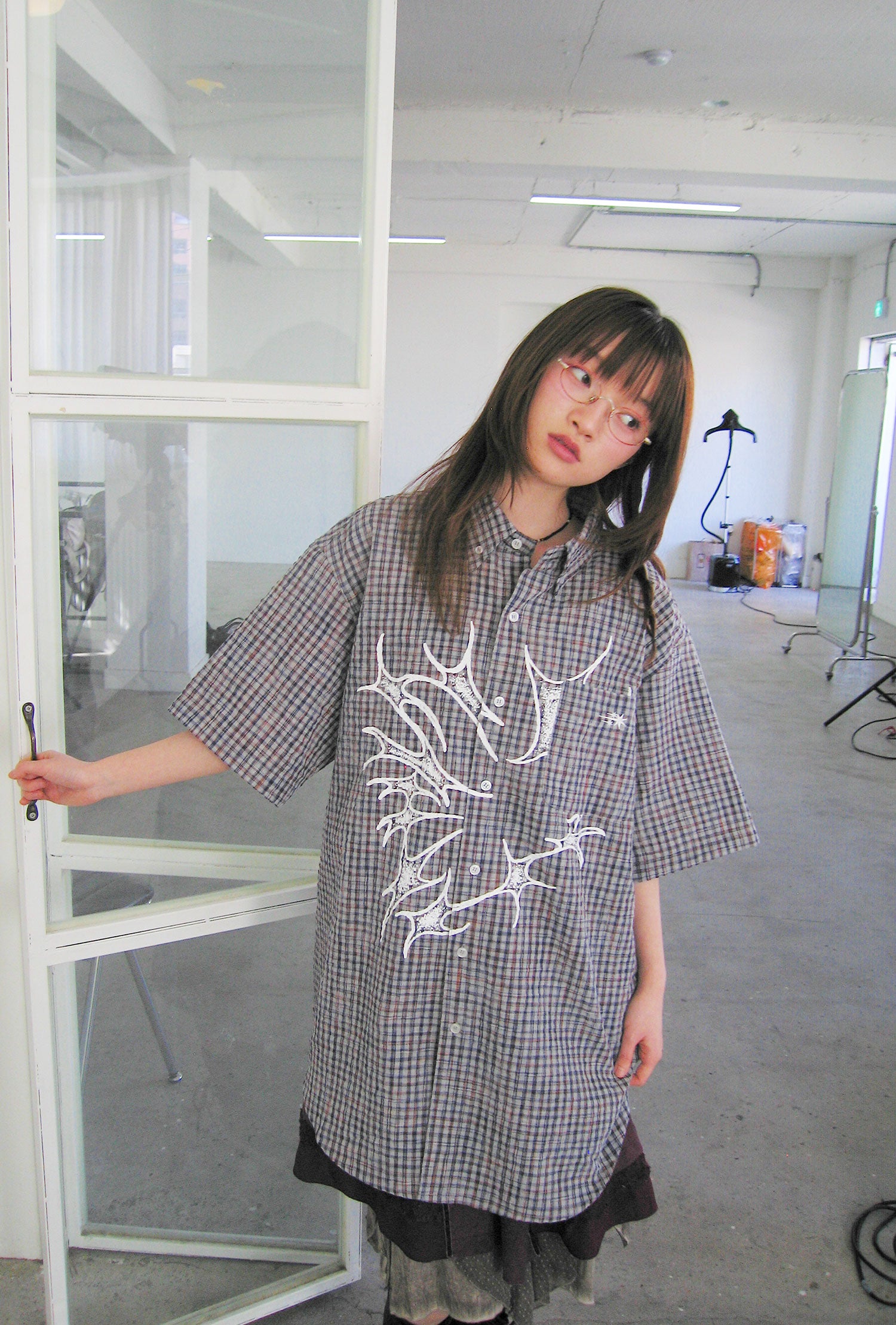 niceghostclub tornado star check big big half shirt [2colors]