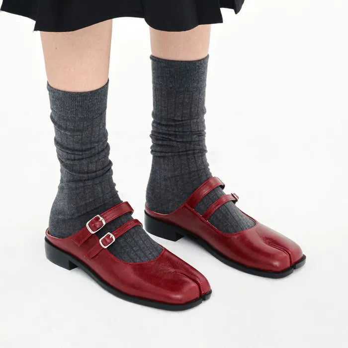 PAES Double Buckle Mule - Burgundy