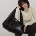 Heeari Margot Leather Quilted Shoulder Bag - Black