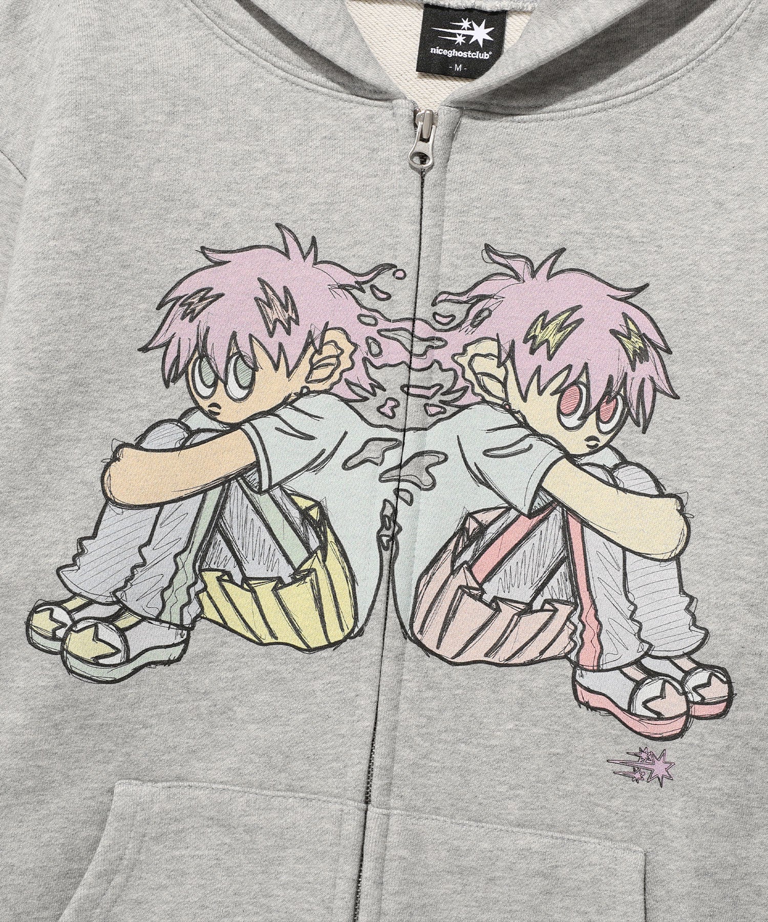 niceghostclub NGC BOY HOODIE ZIP UP [GREY]