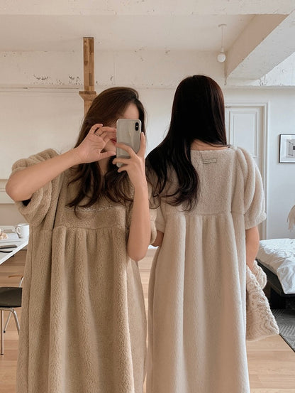 [韓國售出3000+⭐️] J'eu Teddy Short Sleeve Sleeping Dress Pajamas 2colors