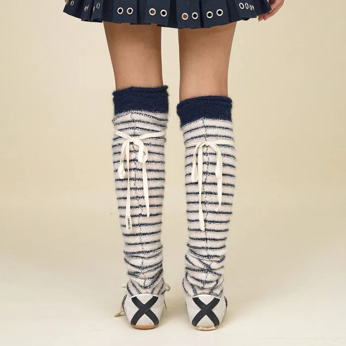 GLOWNY SUNDAE STRIPE KNIT WARMER (NAVY)