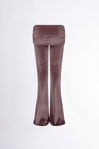 Sculptor Velvet Shirring Lowrise Pants Pink Brown