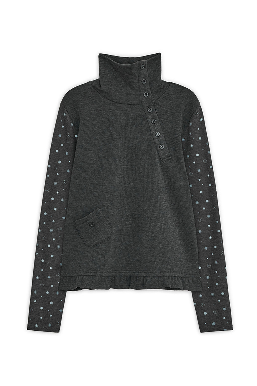 hugyourskin Flower button pola top (Charcoal)