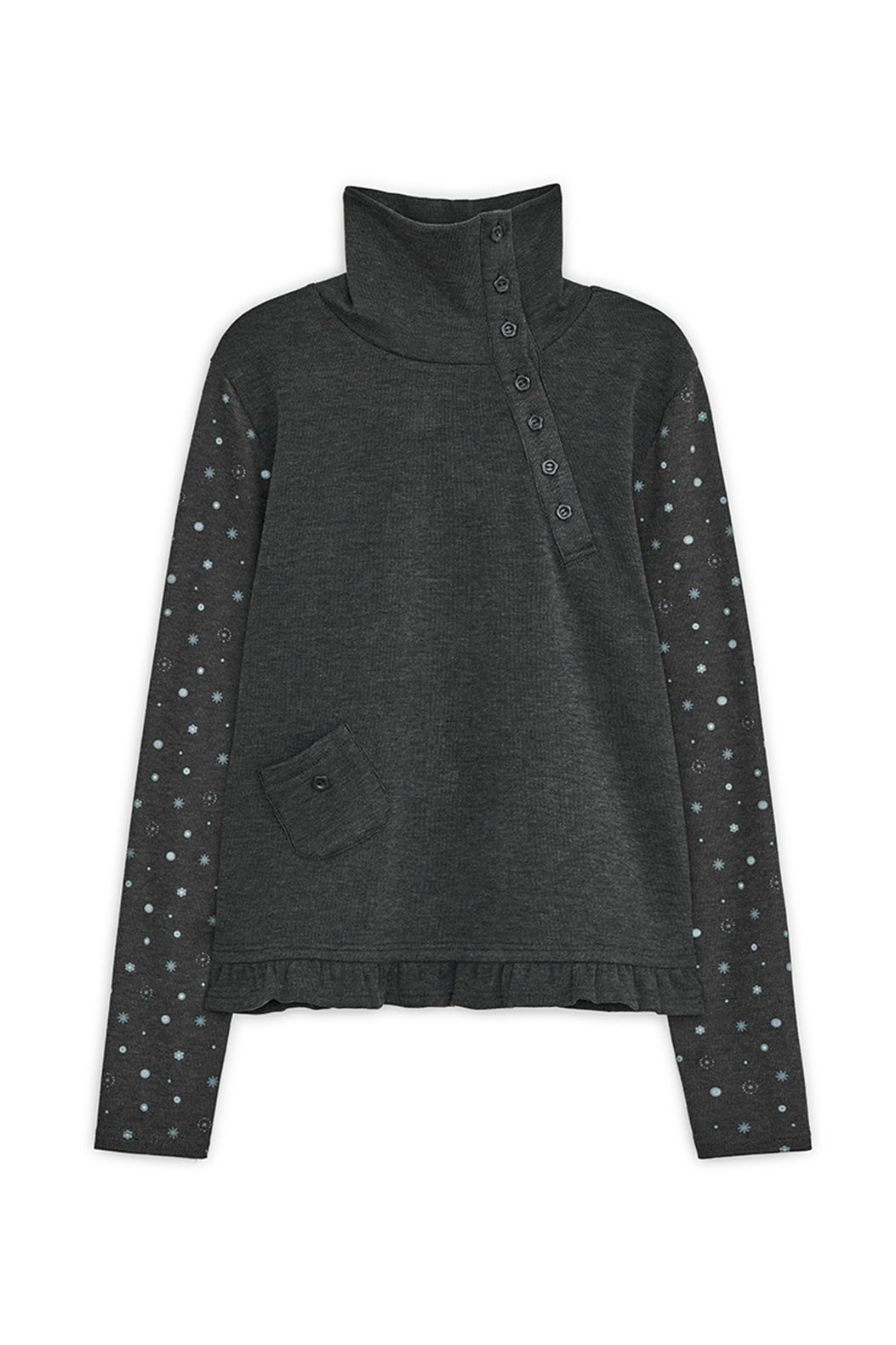 hugyourskin Flower button pola top (Charcoal)