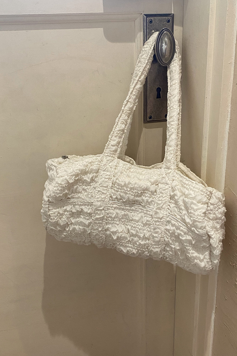NANACREW MINI DUFFLE BAG - IVORY RUFFLE