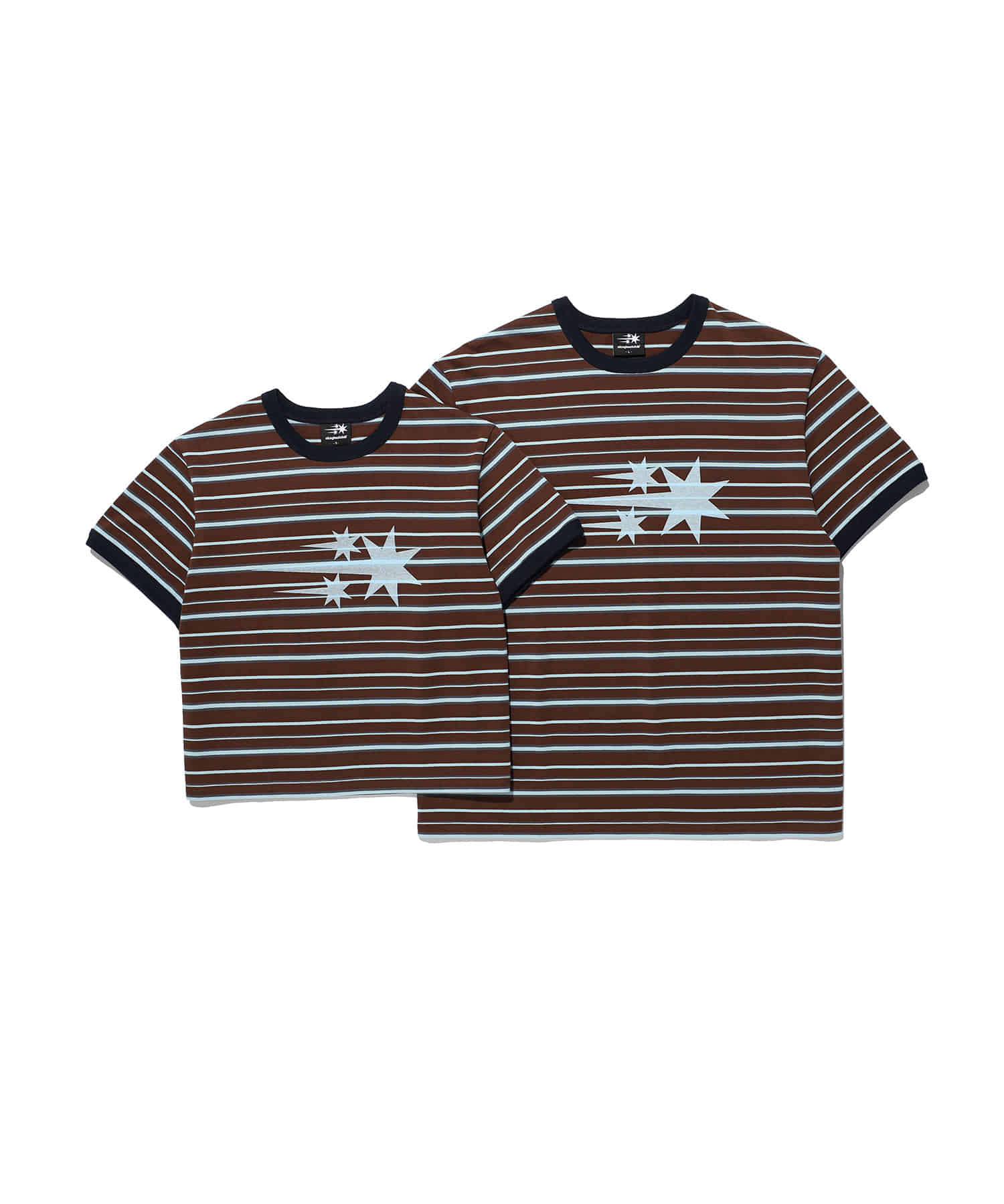 niceghostclub stripe 3star basic ringer tee [brown]