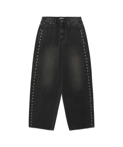 niceghostclub STUD DENIM BERMUDA PANTS [BLACK]