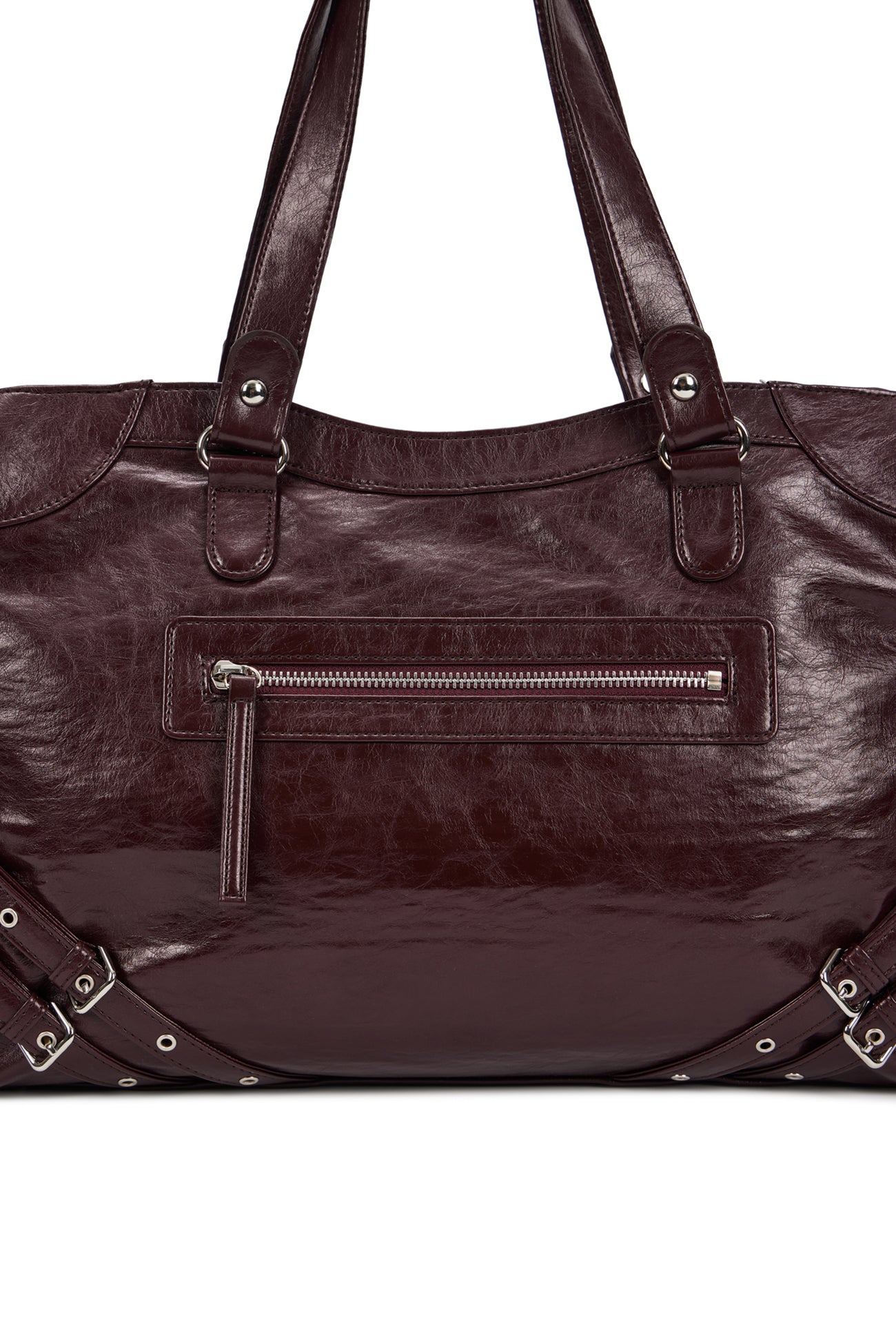 DEINET STUD POCKET BIG BAG IN BURGUNDY