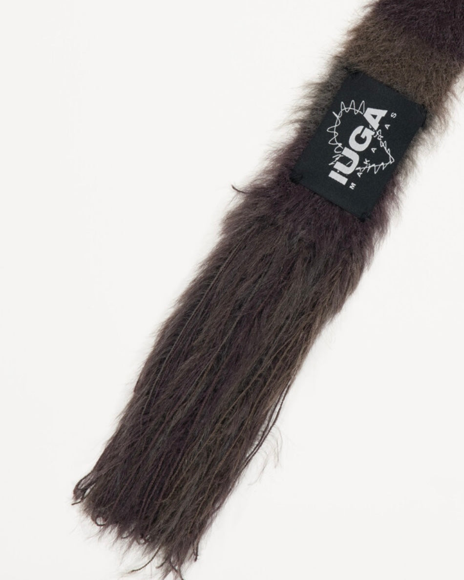 IUGA STRIPED HAIRY SKINNY MUFFLER / BROWN