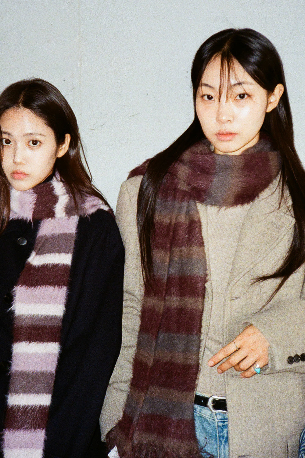 IUGA Striped Hairy Bold Muffler (Brown)