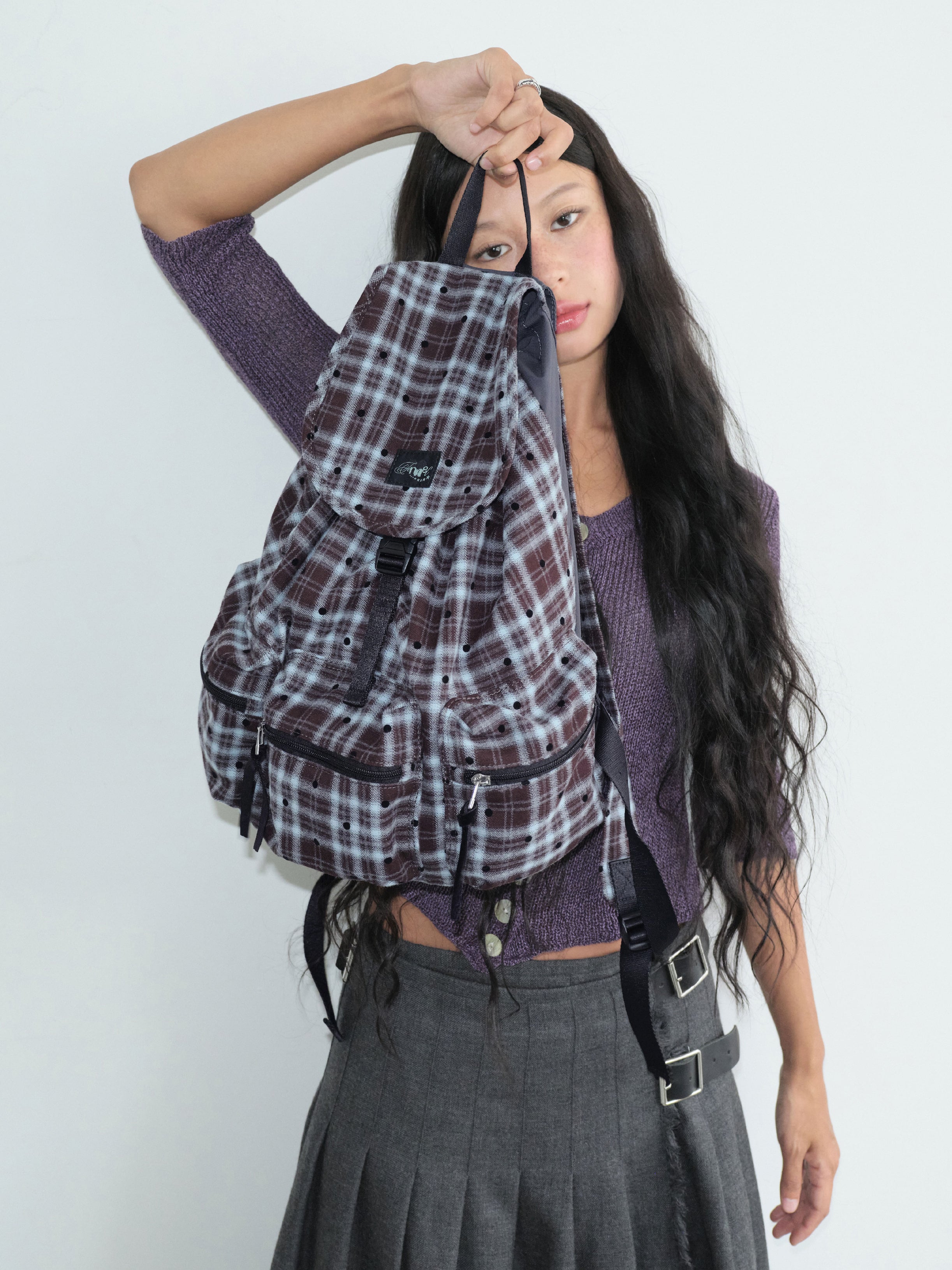 BERRY POCKET BACKPACK LARGE - DOT BROWN