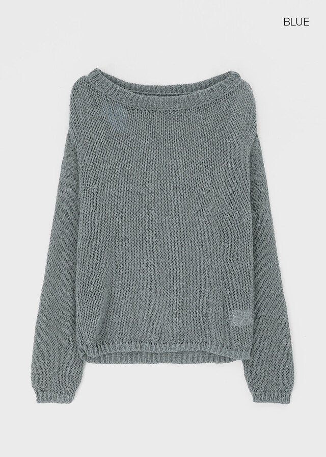 Summer Boat Neck Overfit Knit / 2colors