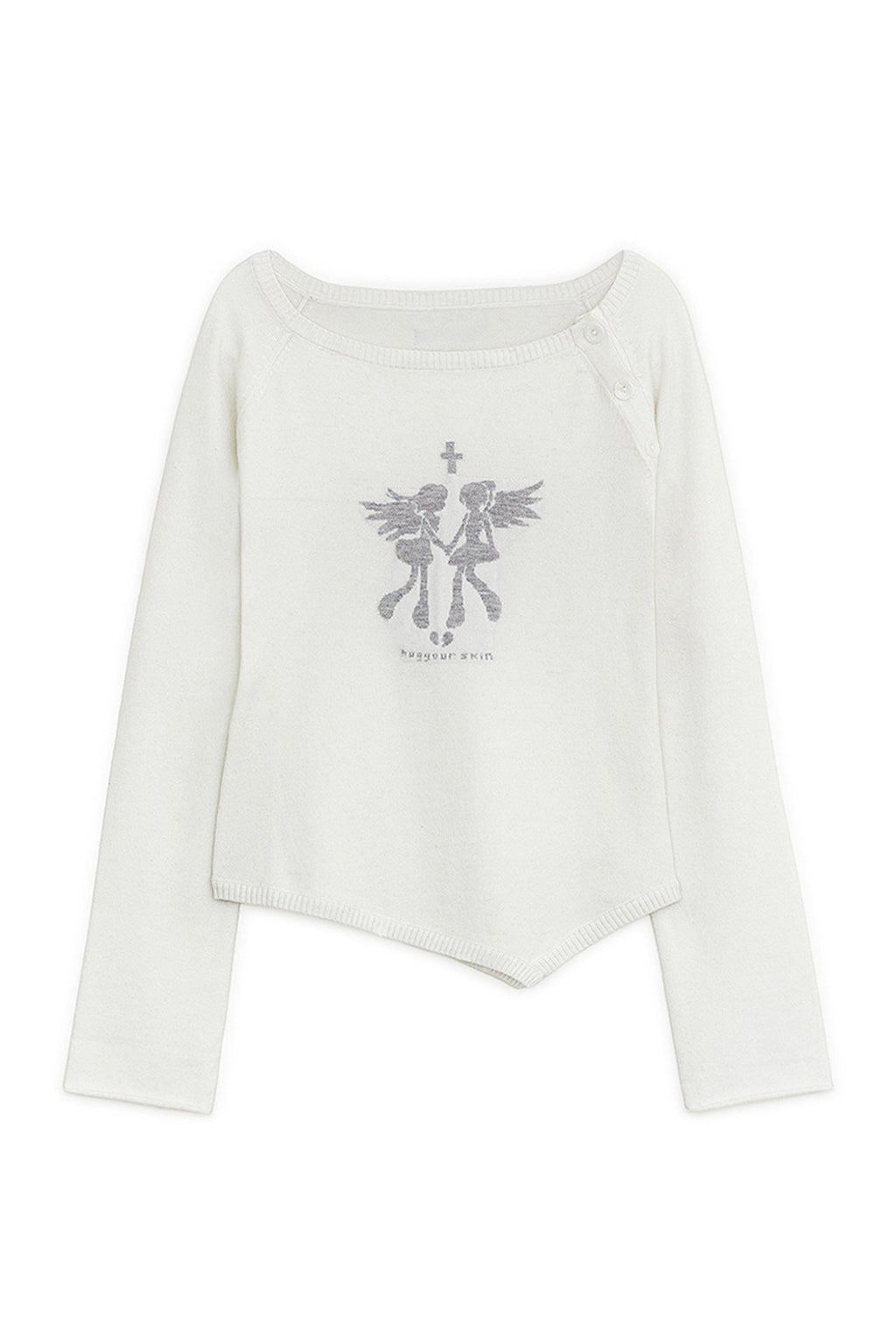 hugyourskin Fallen angel button knit top (White)