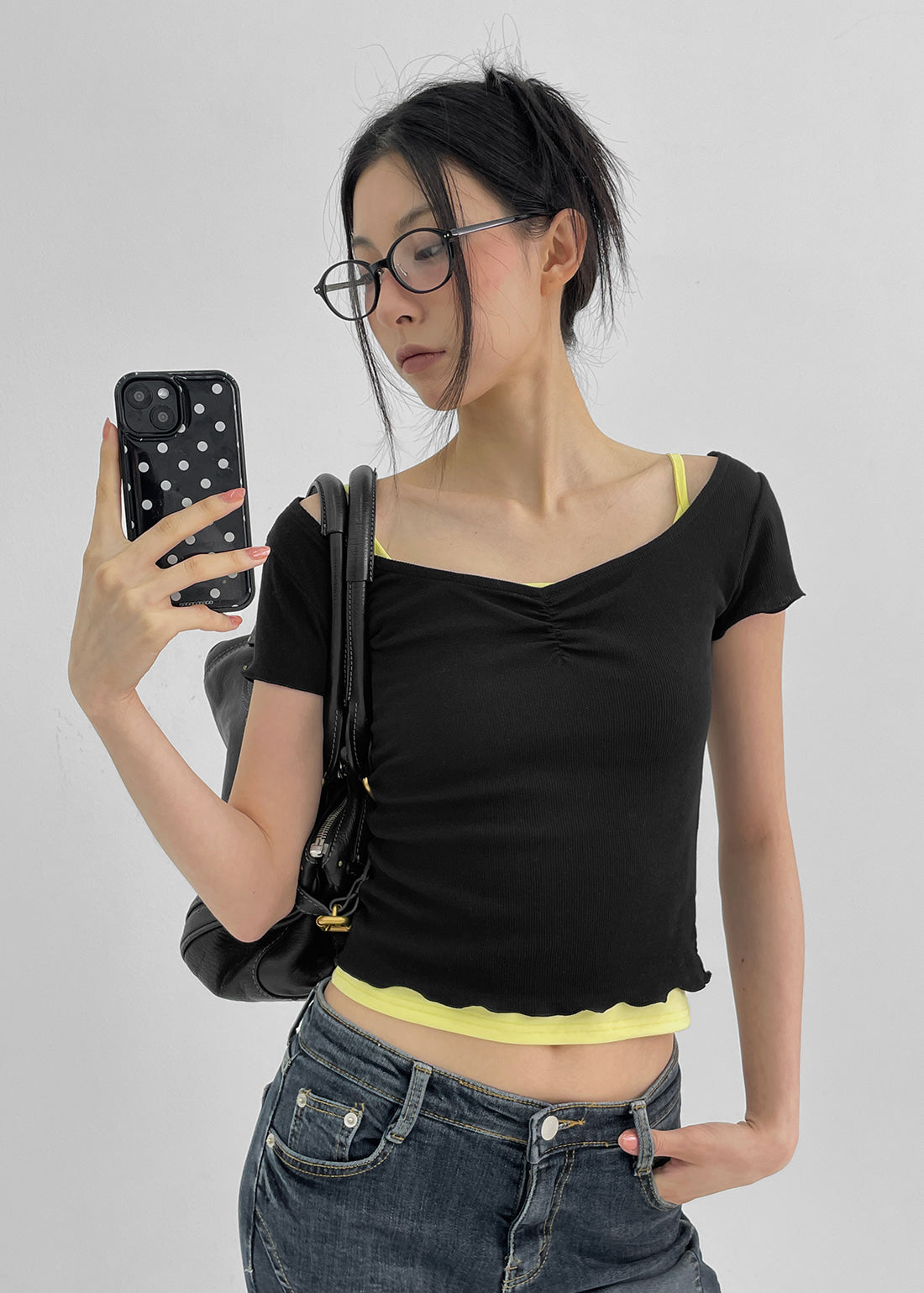 [韓國製造🇰🇷] Bellini Shirring V-neck Short Sleeve Tee / 3colors