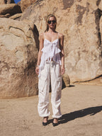 [asif calie] CHIFFON RUFFLE SLEEVELESS BLOUSE WHITE