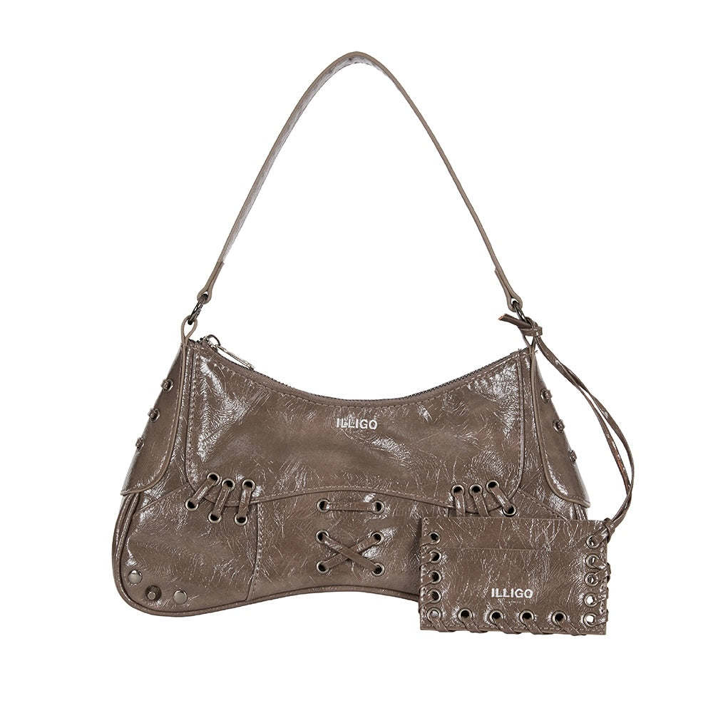 ILLIGO Eyelet Stud Shoulder Bag / brown