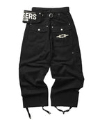 [LSC] Cross Button Wide Cotton Belt Bag Pants - 3 Colors