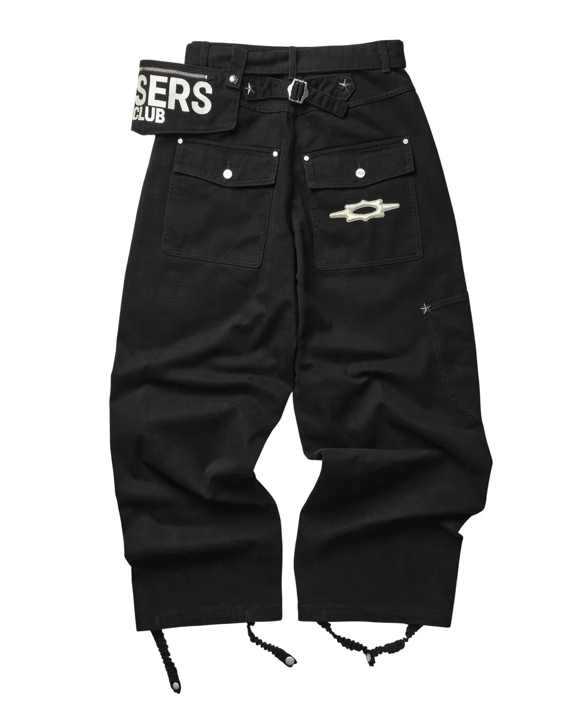 [LSC] Cross Button Wide Cotton Belt Bag Pants - 3 Colors